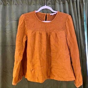 Madewell gauzy mustard blouse long sleeve size M
